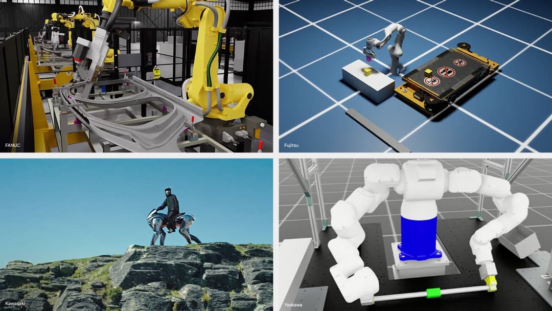 Nvidia Cosmos fizinio AI demonstracijos su FANUC, Fujitsu, Kawasaki ir Yaskawa robotais