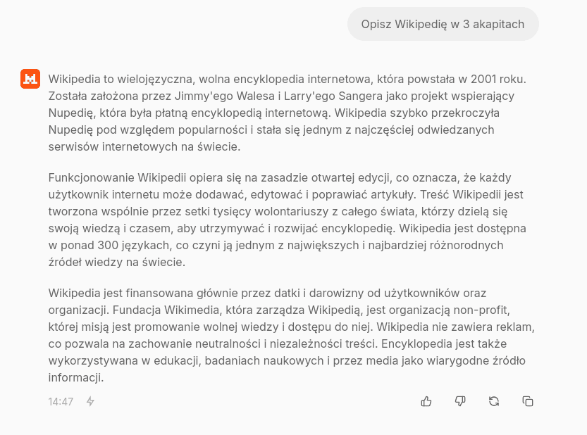 Mistral „Le Chat“ pokalbių asistentas veikime